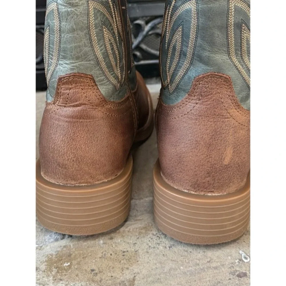 Justin SE7533 Rendon Western Cowboy Boots Brown Green Square Toe Men's 9D